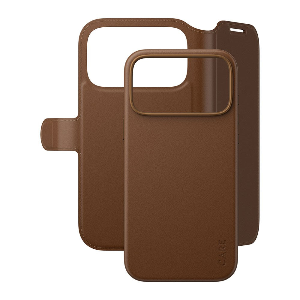 iPhone 18 Pro Max  / 17 Pro Max CARE by PanzerGlass Feature Tango 2-in-1 Flipcover m. Pung - MagSafe Kompatibel - Brun