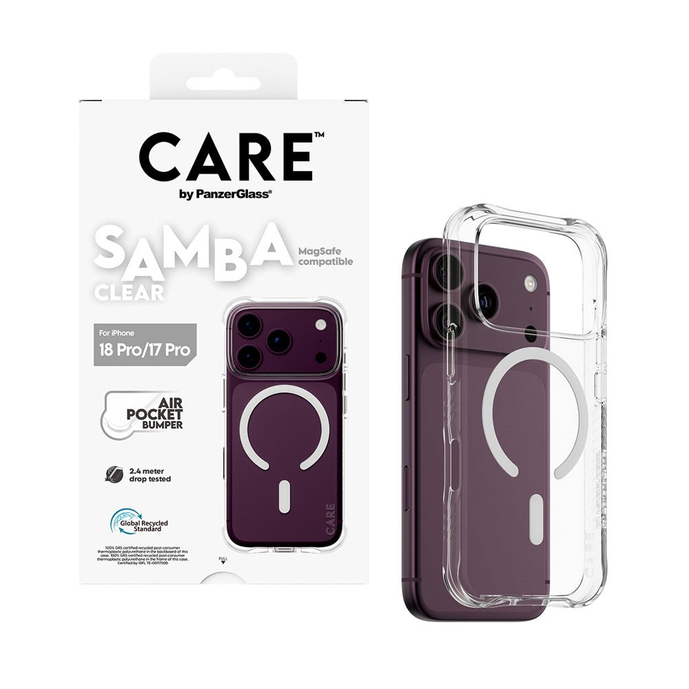 iPhone 18 Pro / 17 Pro CARE by PanzerGlass Fashionable Samba Mobil Cover - MagSafe Kompatibel - Gennemsigtig