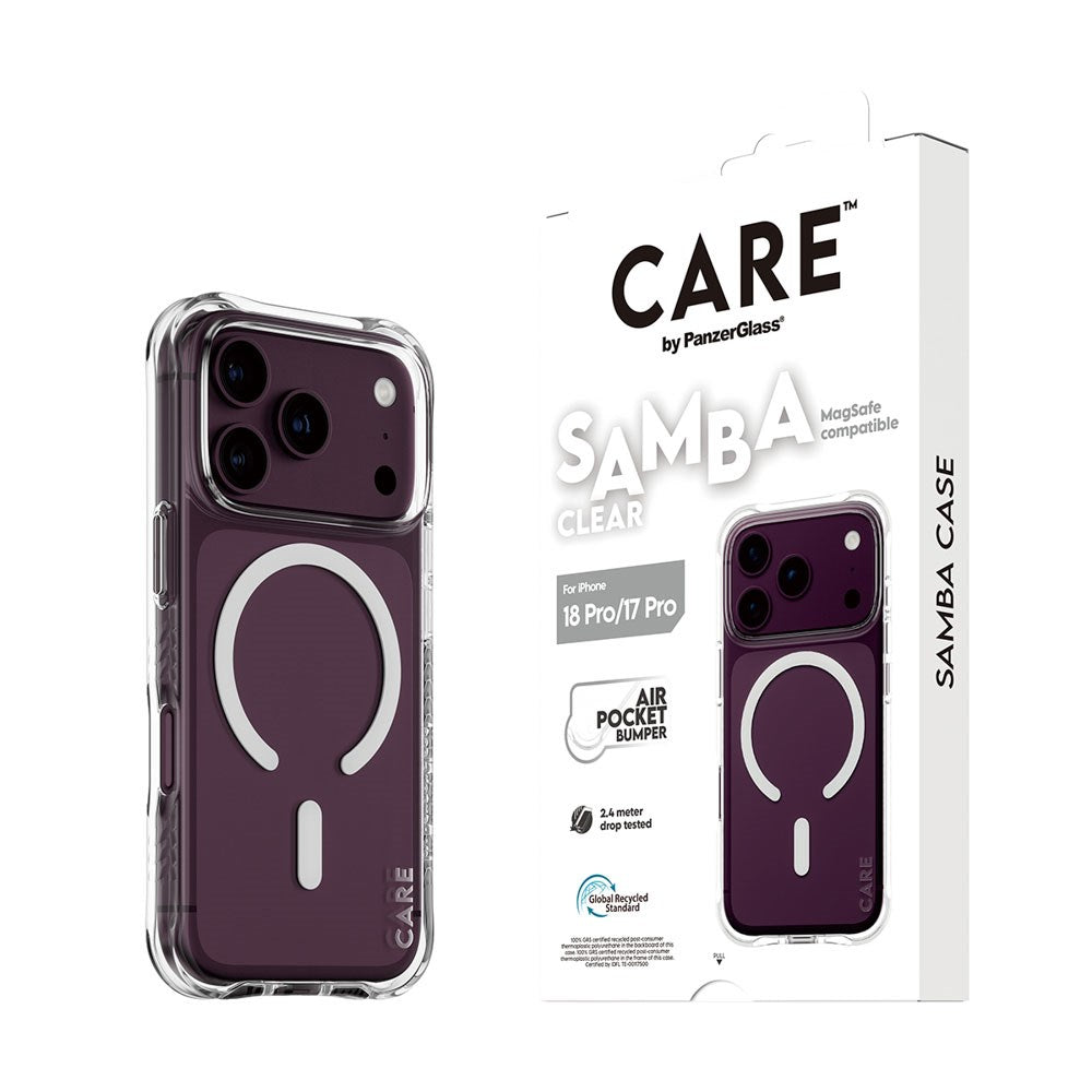 iPhone 18 Pro / 17 Pro CARE by PanzerGlass Fashionable Samba Mobil Cover - MagSafe Kompatibel - Gennemsigtig