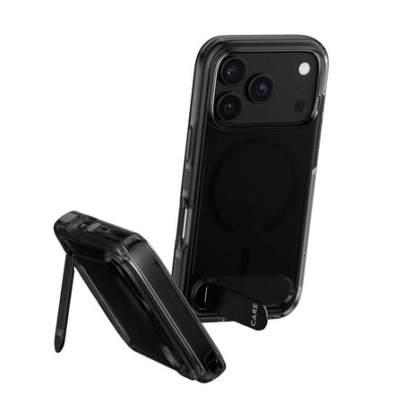 iPhone 18 Pro / 17 Pro CARE by PanzerGlass Feature Kickstand Cover - MagSafe Kompatibel - Sort / Gennemsigtig