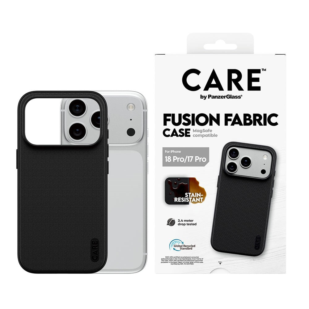 iPhone 18 Pro / 17 Pro CARE by PanzerGlass Fusion Fabric Case - MagSafe Kompatibel - Sort