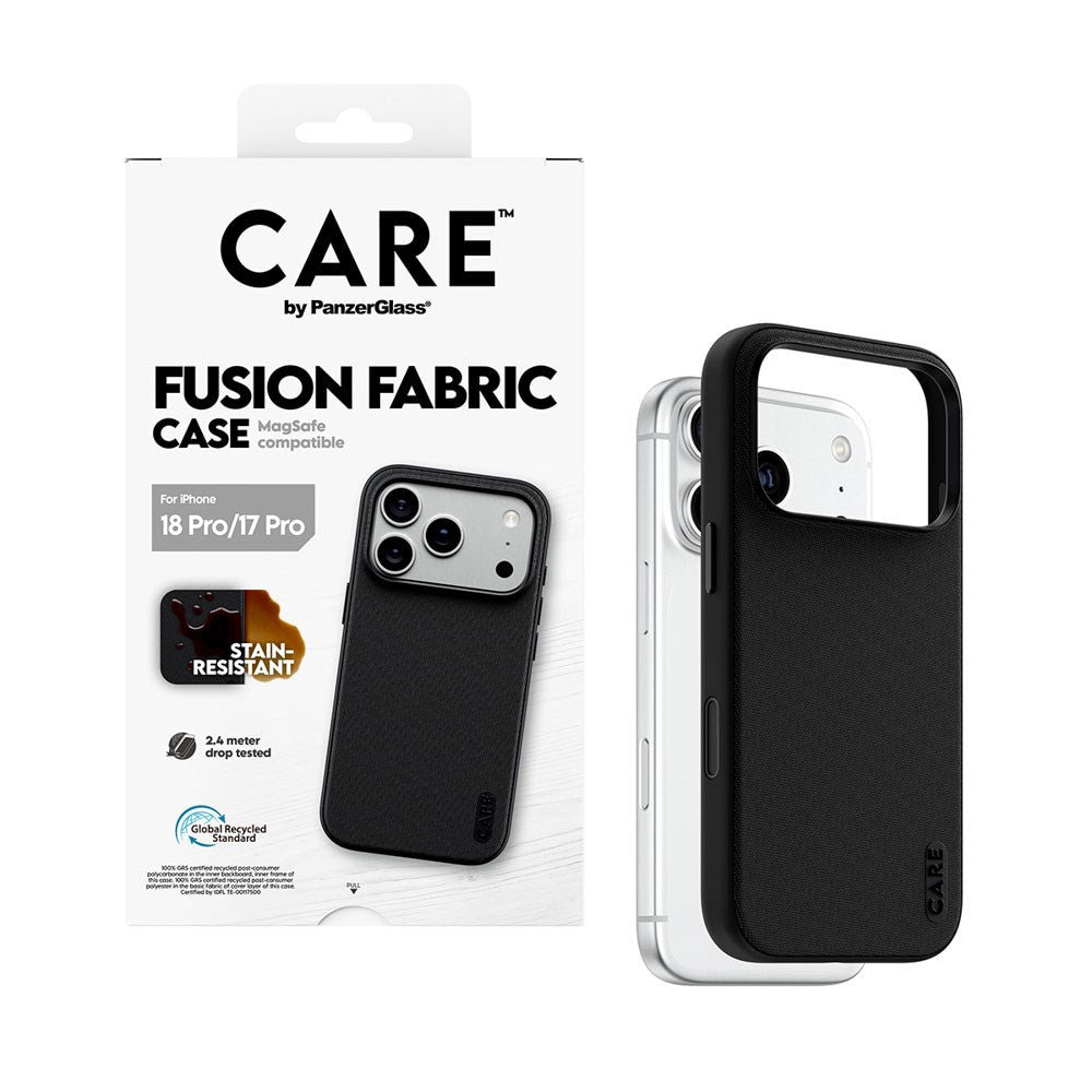 iPhone 18 Pro / 17 Pro CARE by PanzerGlass Fusion Fabric Case - MagSafe Kompatibel - Sort