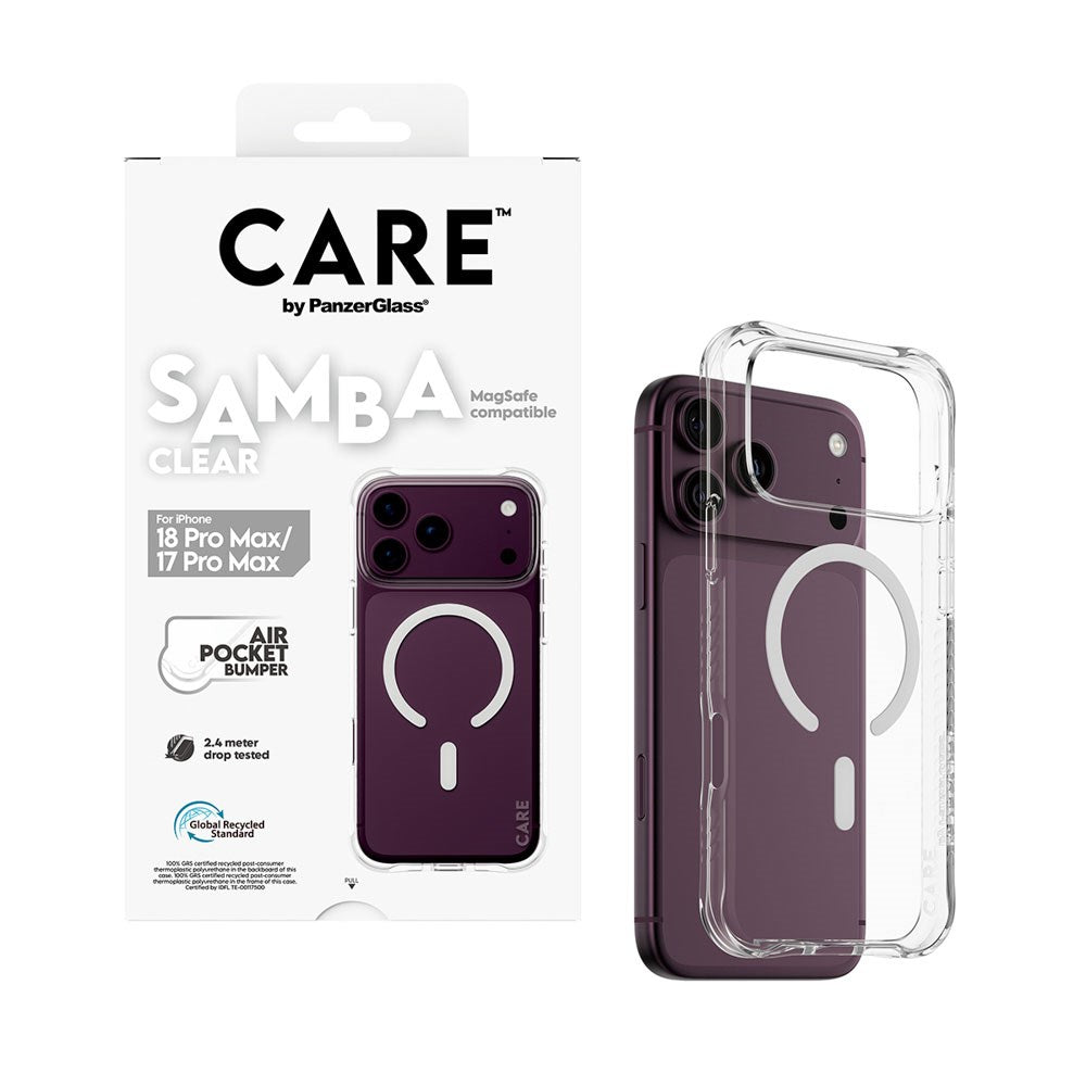 iPhone 18 Pro Max  / 17 Pro Max CARE by PanzerGlass Fashionable Samba Mobil Cover - MagSafe Kompatibel - Gennemsigtig