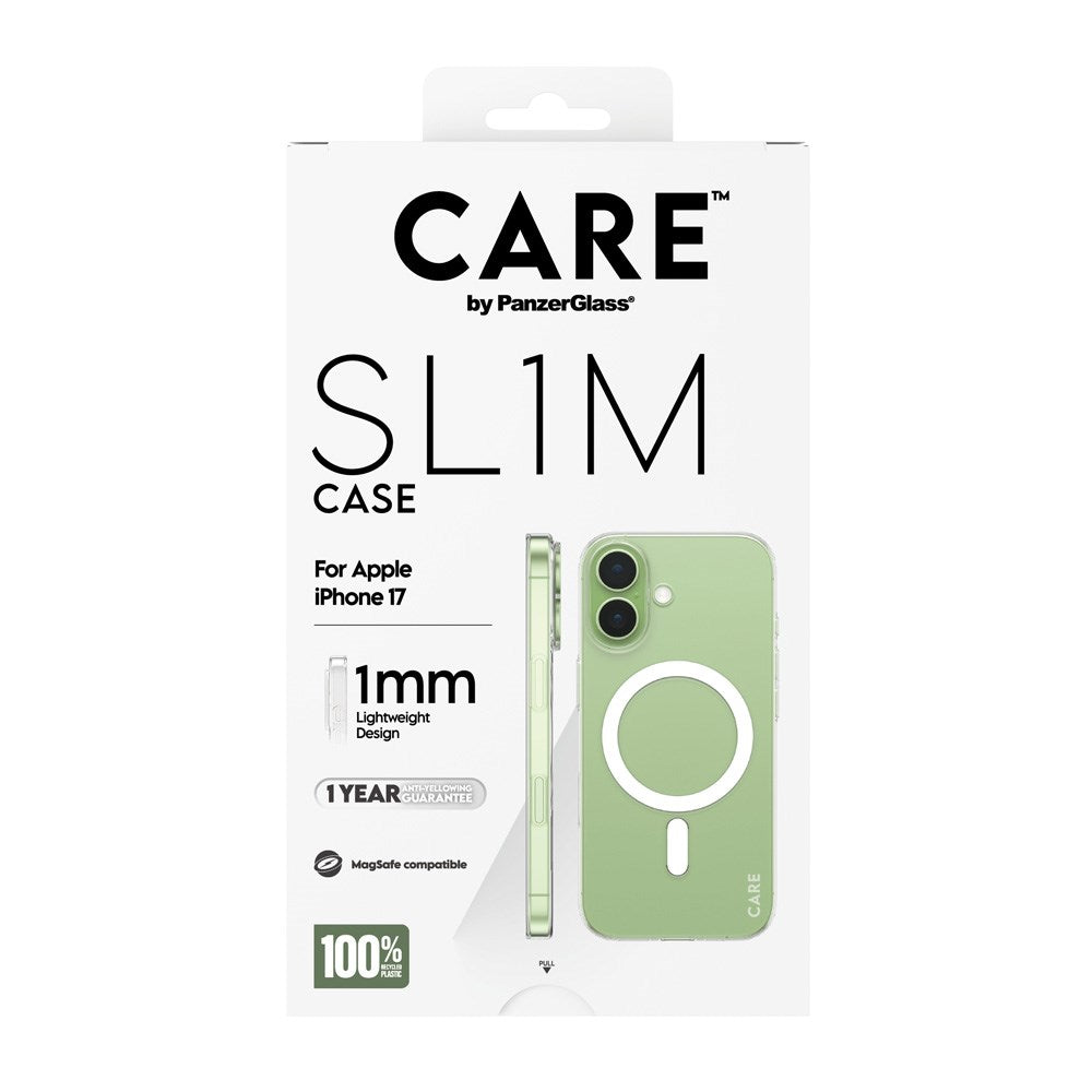 iPhone 17 CARE by PanzerGlass SL1M Cover - MagSafe Kompatibel - Gennemsigtig