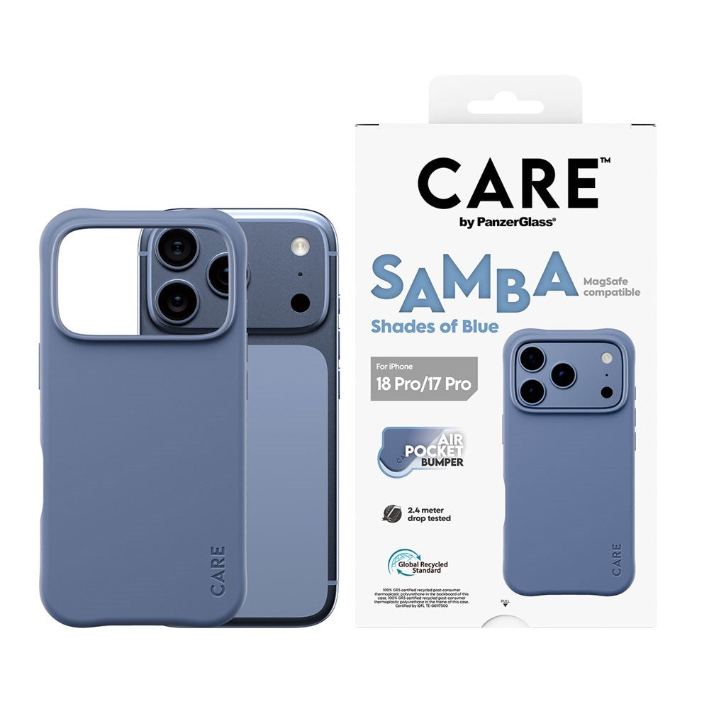 iPhone 18 Pro / 17 Pro CARE by PanzerGlass Fashionable Samba Mobil Cover - MagSafe Kompatibel - Shades of Blue