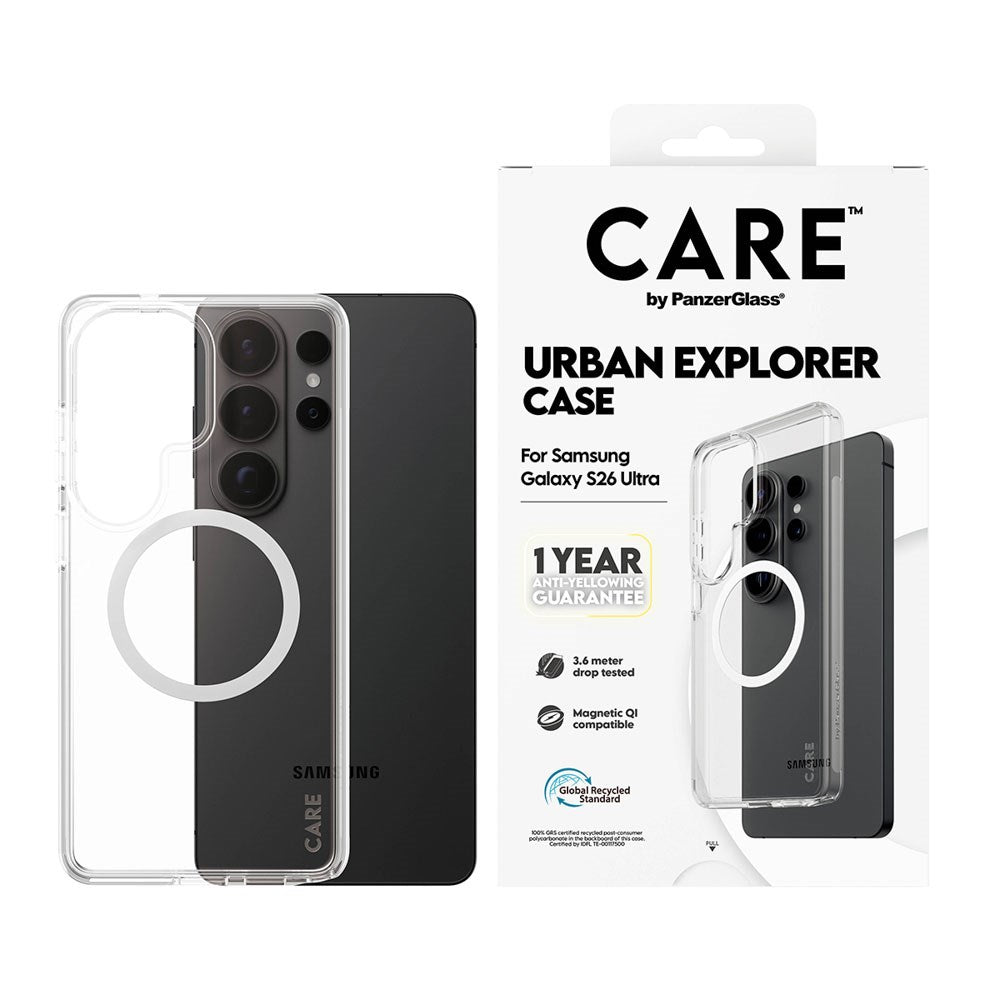 Samsung Galaxy S26 Ultra CARE by PanzerGlass Urban Explorer Cover - Qi Kompatibel - Gennemsigtig / Hvid