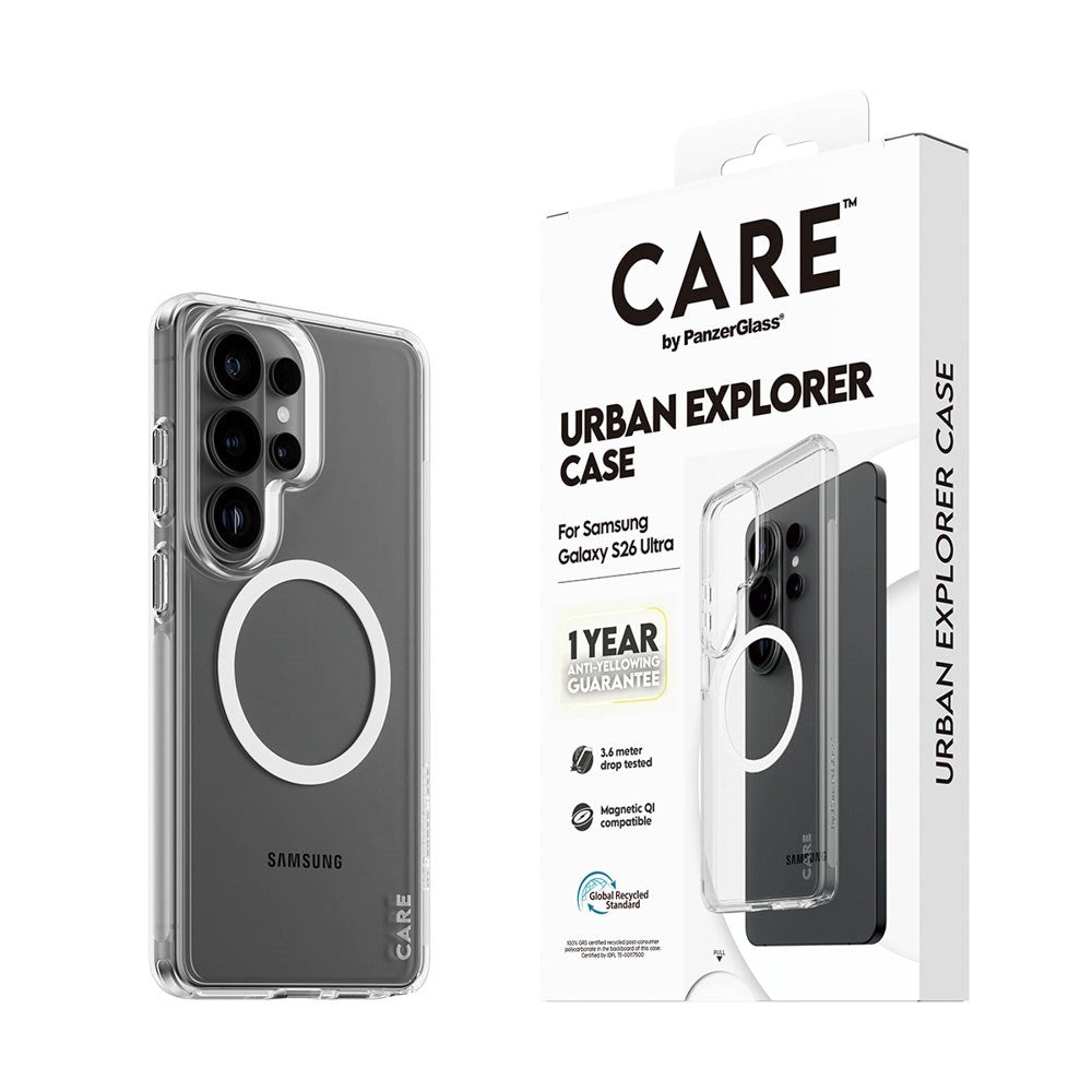 Samsung Galaxy S26 Ultra CARE by PanzerGlass Urban Explorer Cover - Qi Kompatibel - Gennemsigtig / Hvid