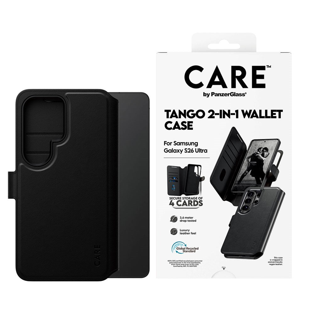Samsung Galaxy S26 Ultra CARE by PanzerGlass Feature Tango 2-in-1 Mobil Cover m. Kortholder - Sort
