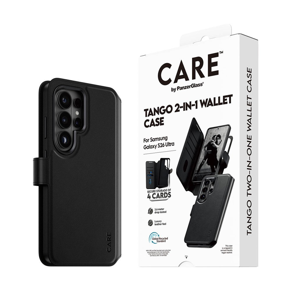 Samsung Galaxy S26 Ultra CARE by PanzerGlass Feature Tango 2-in-1 Mobil Cover m. Kortholder - Sort