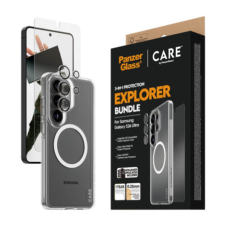 Samsung Galaxy S26 Ultra Urban Combat 3-in-1 Bundle inkl. Cover / Skærmbeskyttelse / Kamerabeskyttelse - Qi Kompatibel - Gennemsigtig