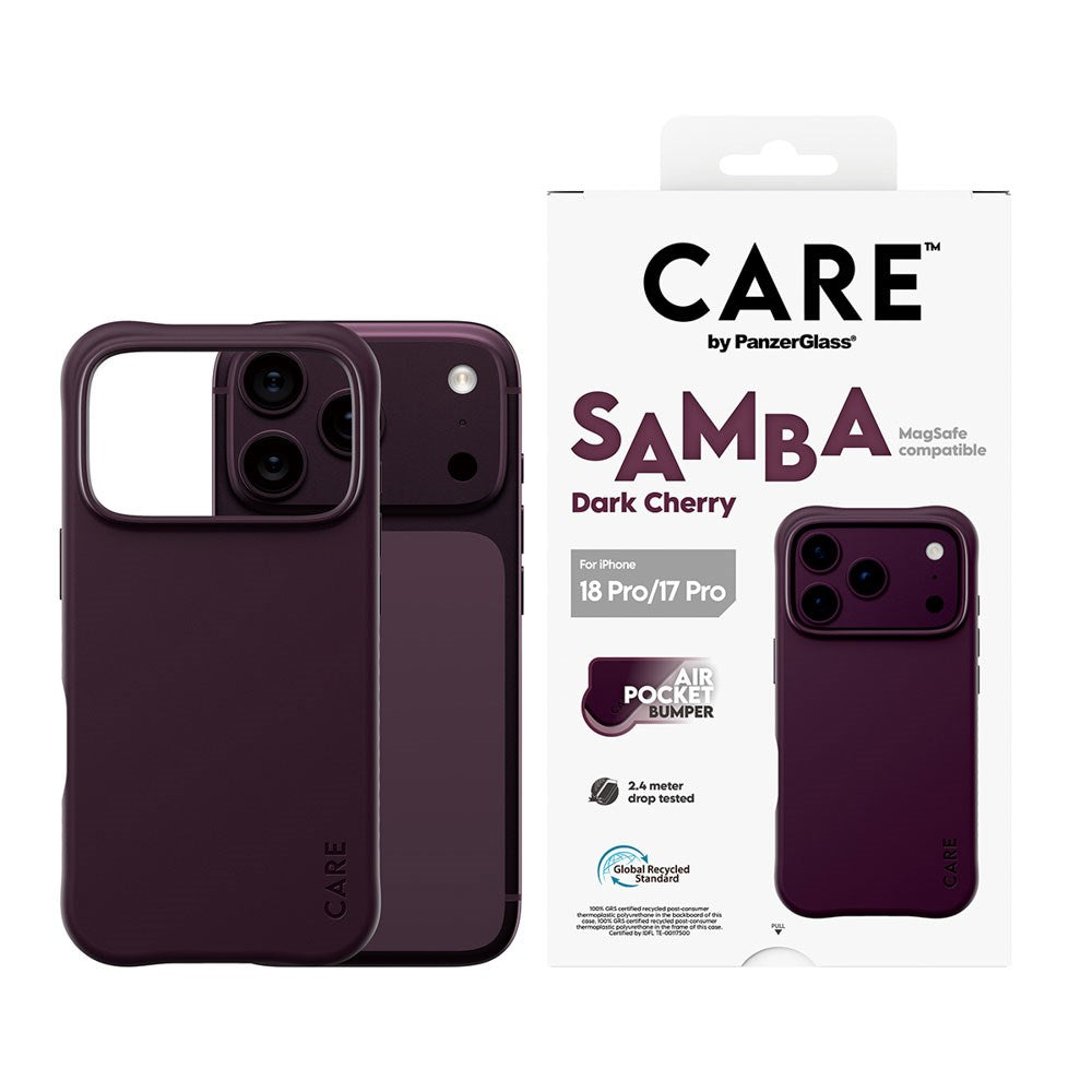 iPhone 18 Pro / 17 Pro CARE by PanzerGlass Fashionable Samba Mobil Cover - MagSafe Kompatibel - Dark Cherry