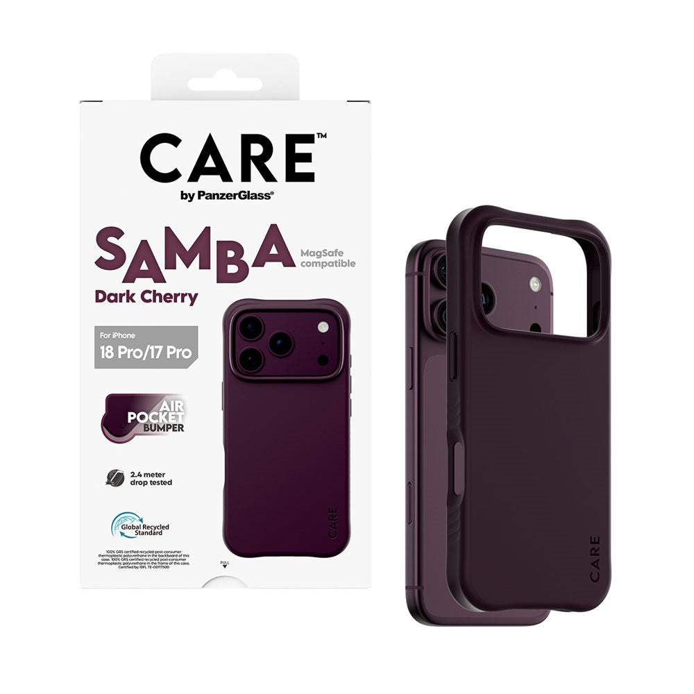 iPhone 18 Pro / 17 Pro CARE by PanzerGlass Fashionable Samba Mobil Cover - MagSafe Kompatibel - Dark Cherry