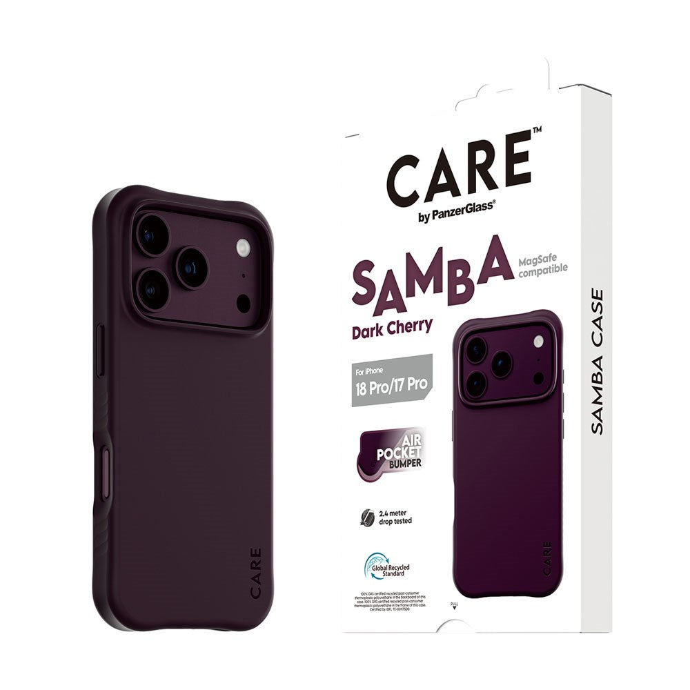 iPhone 18 Pro / 17 Pro CARE by PanzerGlass Fashionable Samba Mobil Cover - MagSafe Kompatibel - Dark Cherry