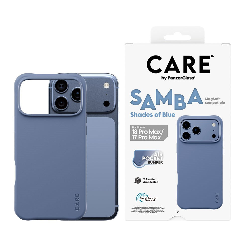 iPhone 18 Pro Max  / 17 Pro Max CARE by PanzerGlass Fashionable Samba Mobil Cover - MagSafe Kompatibel - Shades of Blue