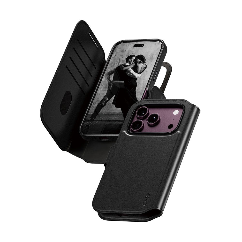 iPhone 18 Pro / 17 Pro CARE by PanzerGlass Feature Tango 2-in-1 Flipcover m. Pung - MagSafe Kompatibel - Sort