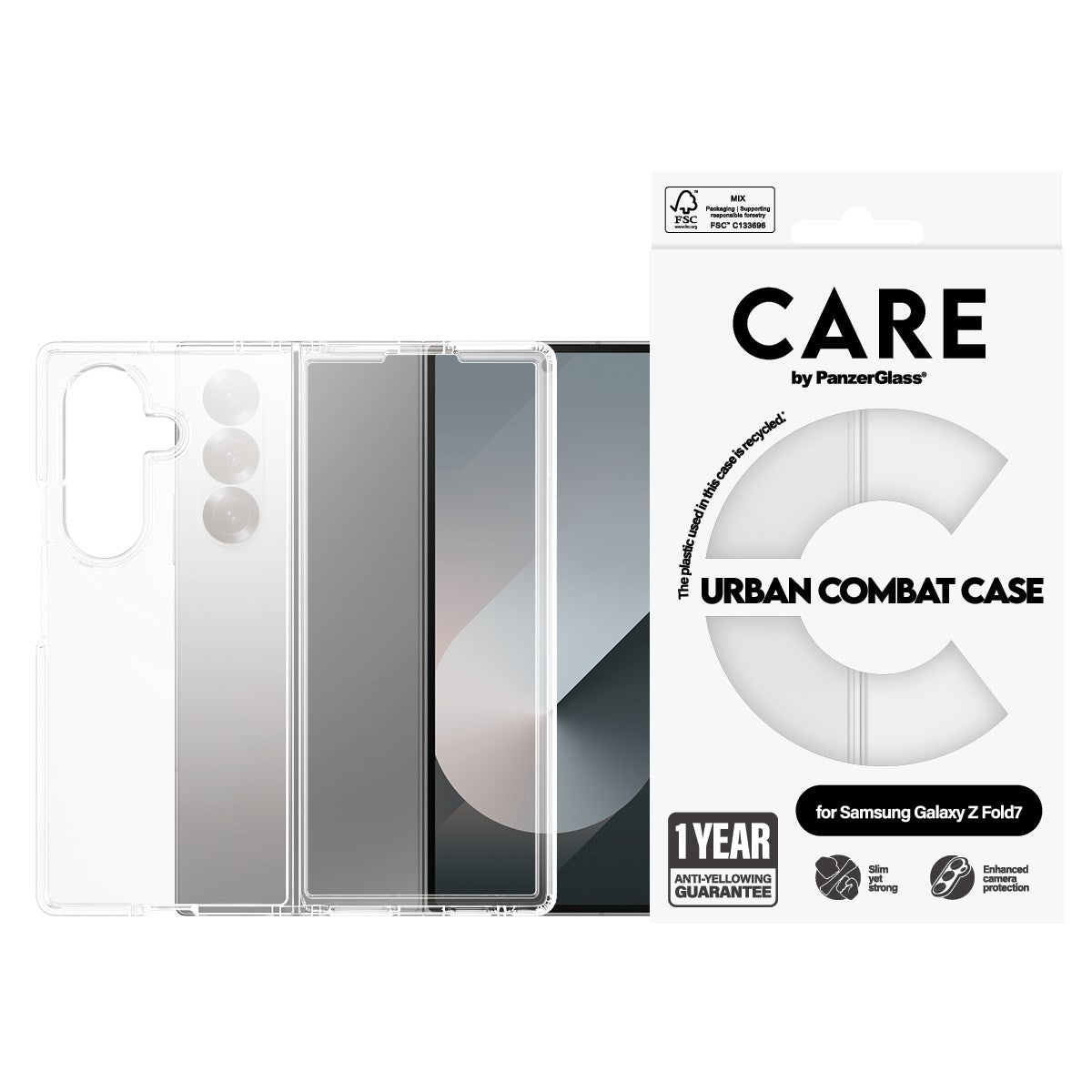 Samsung Galaxy Z Fold7 - CARE by PanzerGlass - FLAGSHIP Urban Combat Case - Transparent