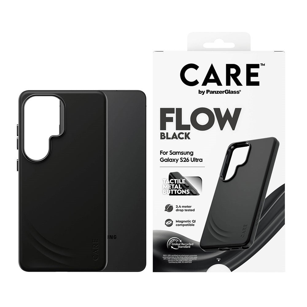 Samsung Galaxy S26 Ultra CARE by PanzerGlass Feature Flow Mobil Cover - Qi Kompatibel - Sort
