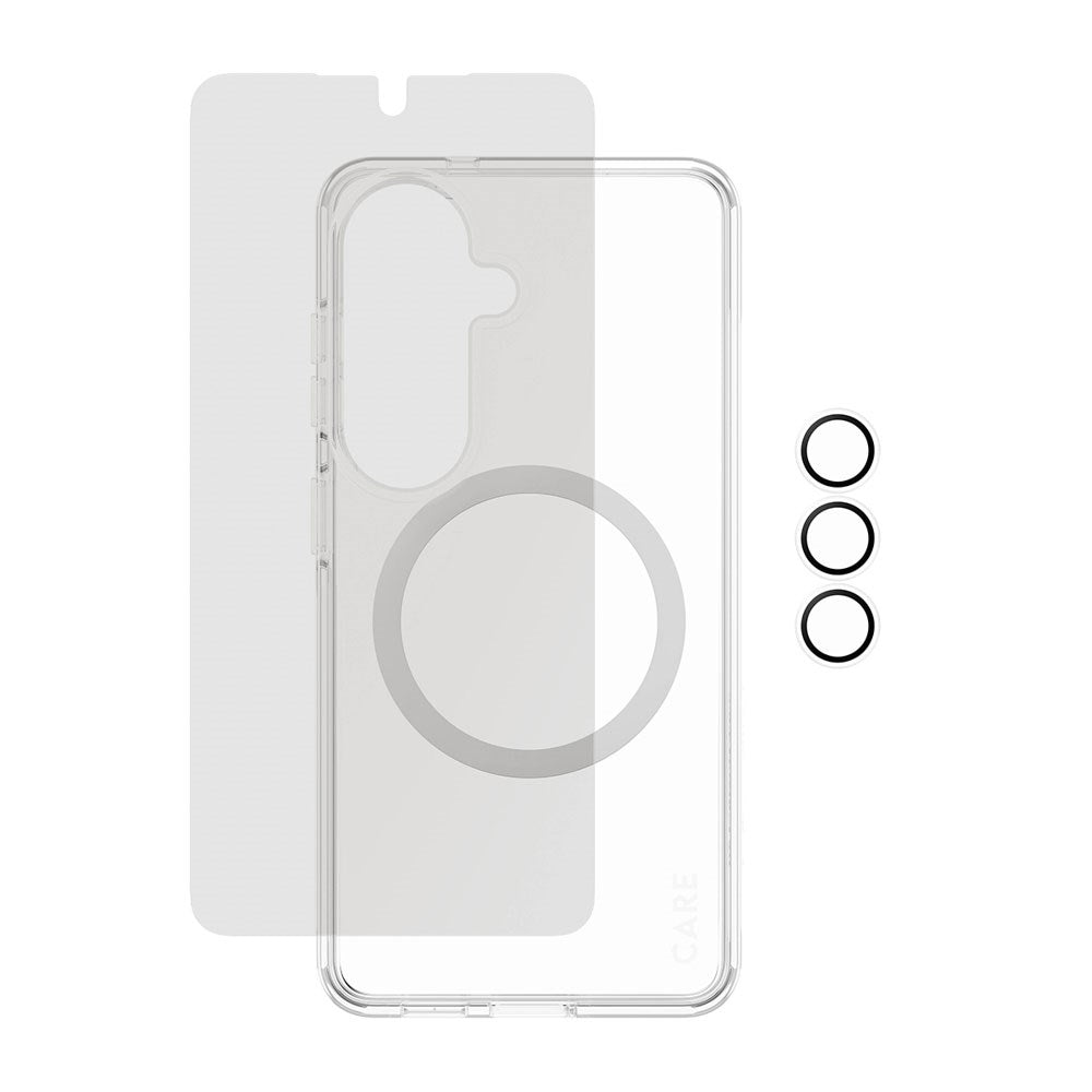 Samsung Galaxy S26 Urban Combat 3-in-1 Privacy Bundle inkl. Cover / Skærmbeskyttelse m. Privacy / Kamerabeskyttelse - Qi Kompatibel - Gennemsigtig