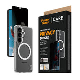 Samsung Galaxy S26 Urban Combat 3-in-1 Privacy Bundle inkl. Cover / Skærmbeskyttelse m. Privacy / Kamerabeskyttelse - Qi Kompatibel - Gennemsigtig