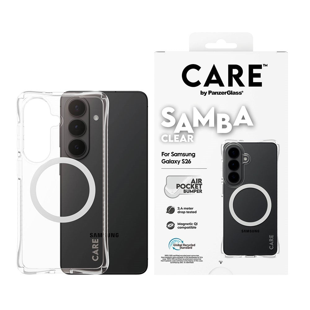 Samsung Galaxy S26 CARE by PanzerGlass Fashionable Samba Mobil Cover - Qi Kompatibel - Gennemsigtig