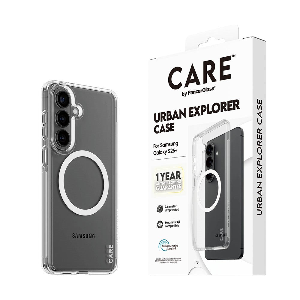 Samsung Galaxy S26+ (Plus) CARE by PanzerGlass Urban Explorer Cover - Qi Kompatibel - Gennemsigtig / Hvid