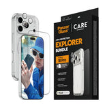 iPhone 18 Pro CARE By PanzerGlass 3-i-1 FLAGSHIP Bundle - Skærmbeskyttelse (UWF) / Bagsidecover / Kamerabeskyttelse - Gennemsigtig