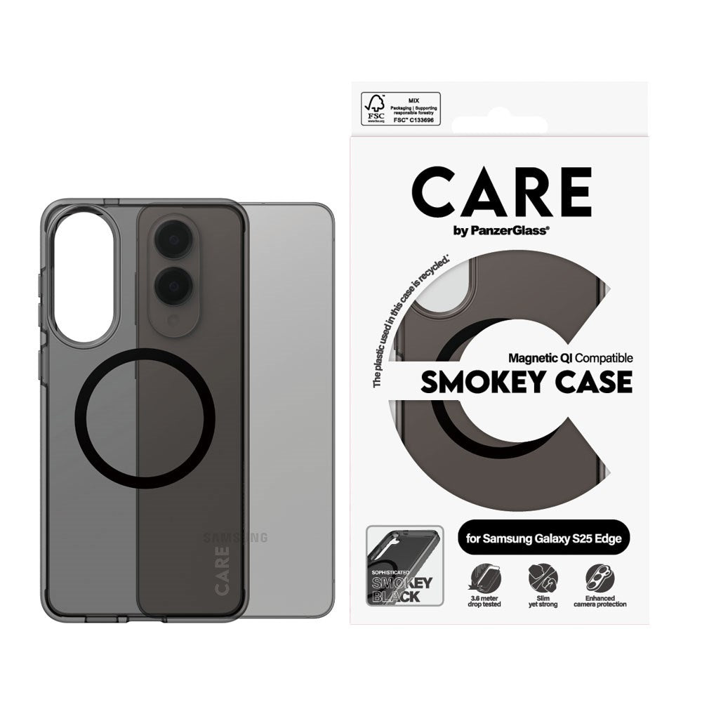 CARE by PanzerGlass Samsung Galaxy S25 Edge FLAGSHIP Urban Combat Cover - MagSafe Kompatibel - Smokey / Black
