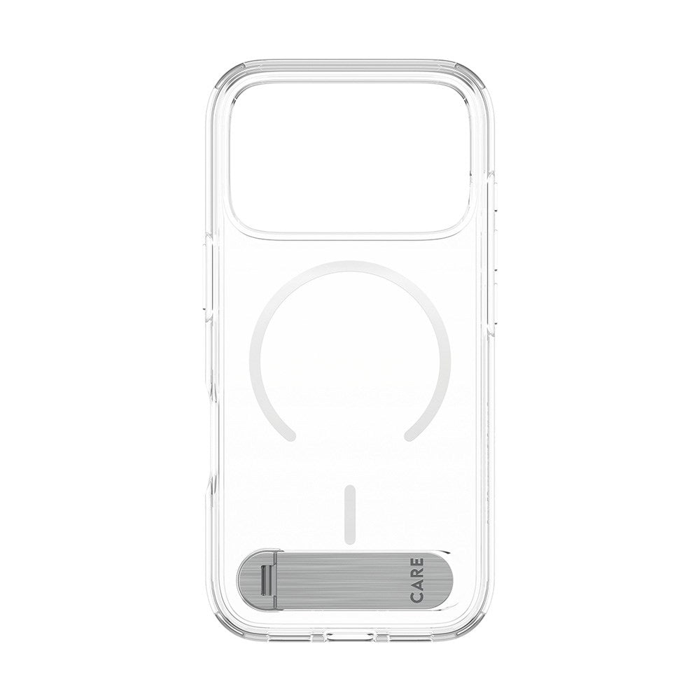 iPhone 17 Pro CARE by PanzerGlass Feature Kickstand Mobil Cover -  MagSafe Kompatibel - Transparent / Silver
