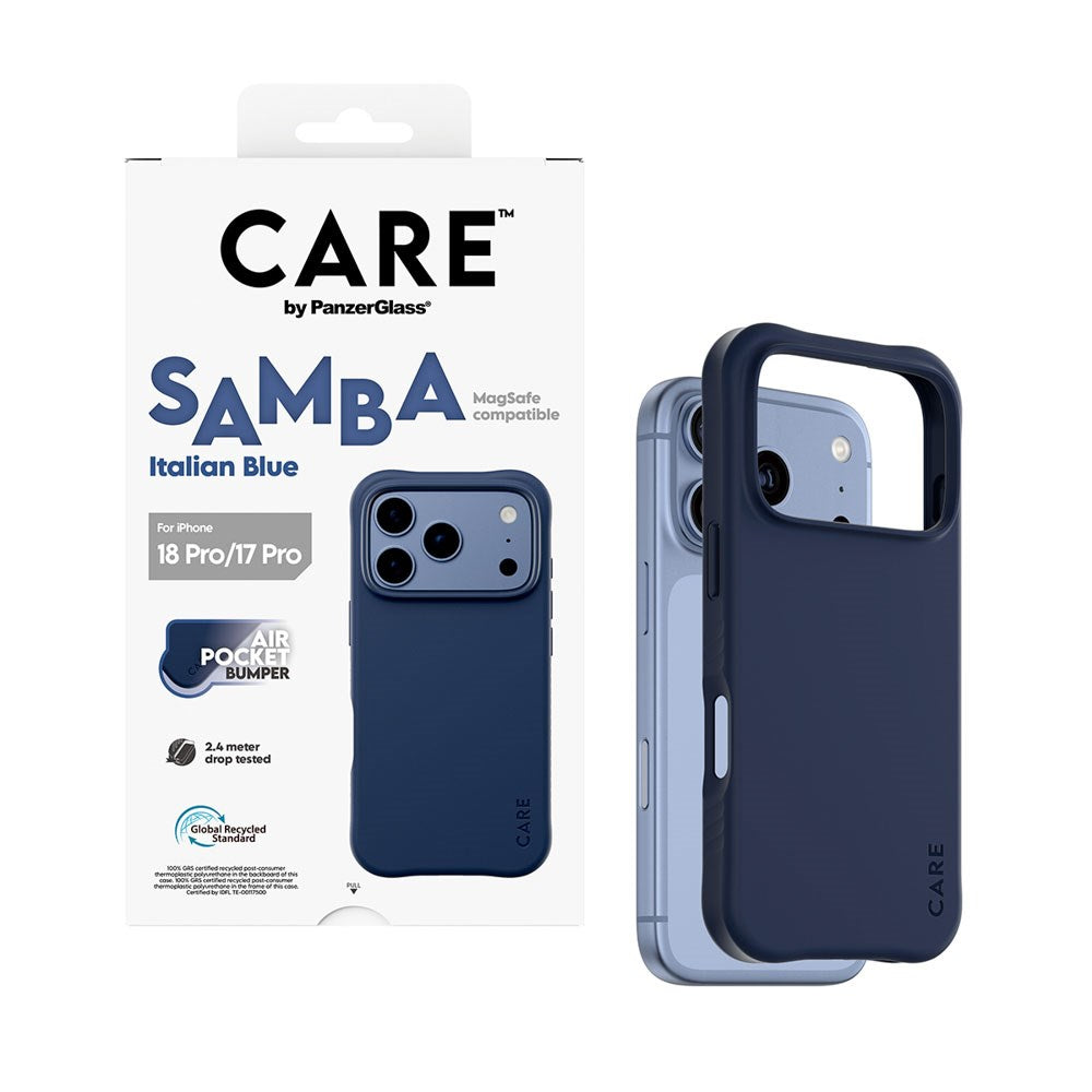 iPhone 18 Pro / 17 Pro CARE by PanzerGlass Fashionable Samba Mobil Cover - MagSafe Kompatibel - Italian Blue