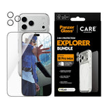 iPhone 18 Pro Max CARE By PanzerGlass 3-i-1 FLAGSHIP Bundle - Skærmbeskyttelse (UWF) / Bagsidecover / Kamerabeskyttelse - Gennemsigtig