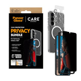 Samsung Galaxy S26+ (Plus) Urban Combat 3-in-1 Privacy Bundle inkl. Cover / Skærmbeskyttelse m. Privacy / Kamerabeskyttelse - Qi Kompatibel - Gennemsigtig