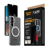 Samsung Galaxy S26+ (Plus) Urban Combat 3-in-1 Privacy Bundle inkl. Cover / Skærmbeskyttelse m. Privacy / Kamerabeskyttelse - Qi Kompatibel - Gennemsigtig