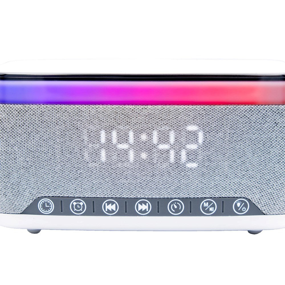 Denver CRQ-225 FM Clockradio m. Indbygget Trådløs Opladning & Bluetooth - Grå