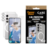 Samsung Galaxy S25+ (Plus) - CARE by PanzerGlass 3-i-1 FLAGSHIP Bundle - Cover / Skærmbeskyttelse (UWF) / Kamerabeskyttelse - Gennemsigtig