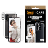 Samsung Galaxy A36 (5G) - CARE by PanzerGlass 3-i-1 FLAGSHIP Bundle - Cover / Skærmbeskyttelse (UWF) / Kamerabeskyttelse - Gennemsigtig