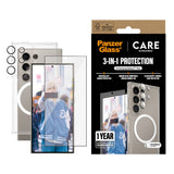 Samsung Galaxy S25 Ultra - CARE by PanzerGlass 3-i-1 FLAGSHIP Bundle - Cover / Skærmbeskyttelse (UWF) / Kamerabeskyttelse - Gennemsigtig
