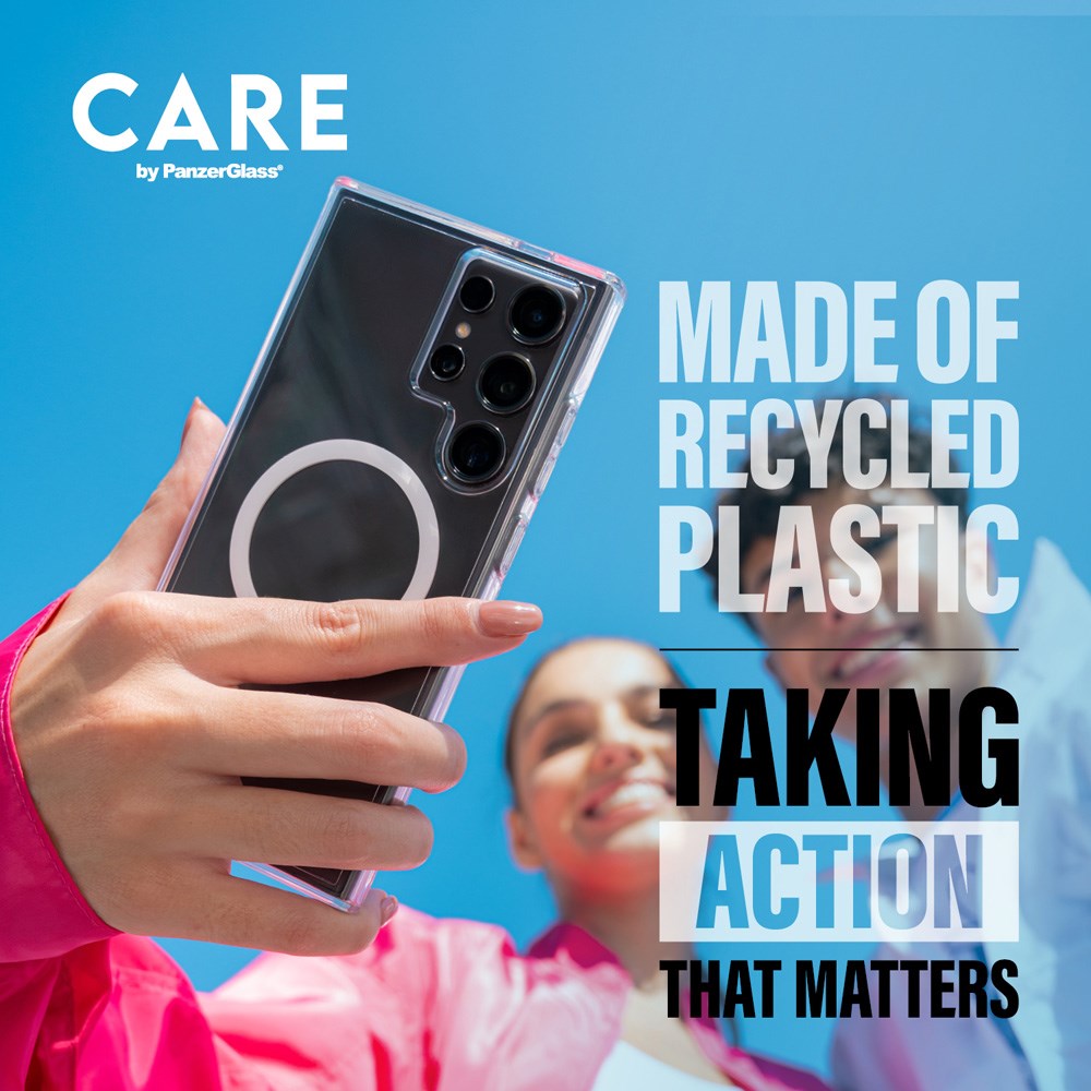 CARE by PanzerGlass Samsung Galaxy S25 Feature Kickstand Cover - Qi Kompatibel - Transparent / Black