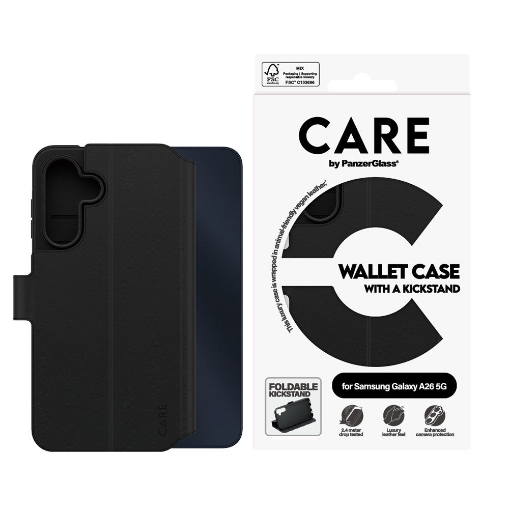 CARE by PanzerGlass Samsung Galaxy A26 (5G) Feature Wallet Case m. Kickstand - Sort