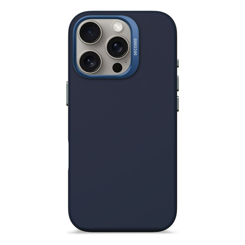 Decoded iPhone 16 Pro AntiMicrobial Silikone Bagside Cover - MagSafe Kompatibel - Blue Print