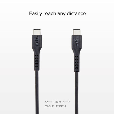 SBS USB-C til USB-C Kabel - 1.5 Meter - 25W (PD) - Sort