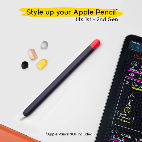 doodroo Apple Pencil 1 & 2 Gen. Silikone Cover m. 5 Farverige ender – Blå