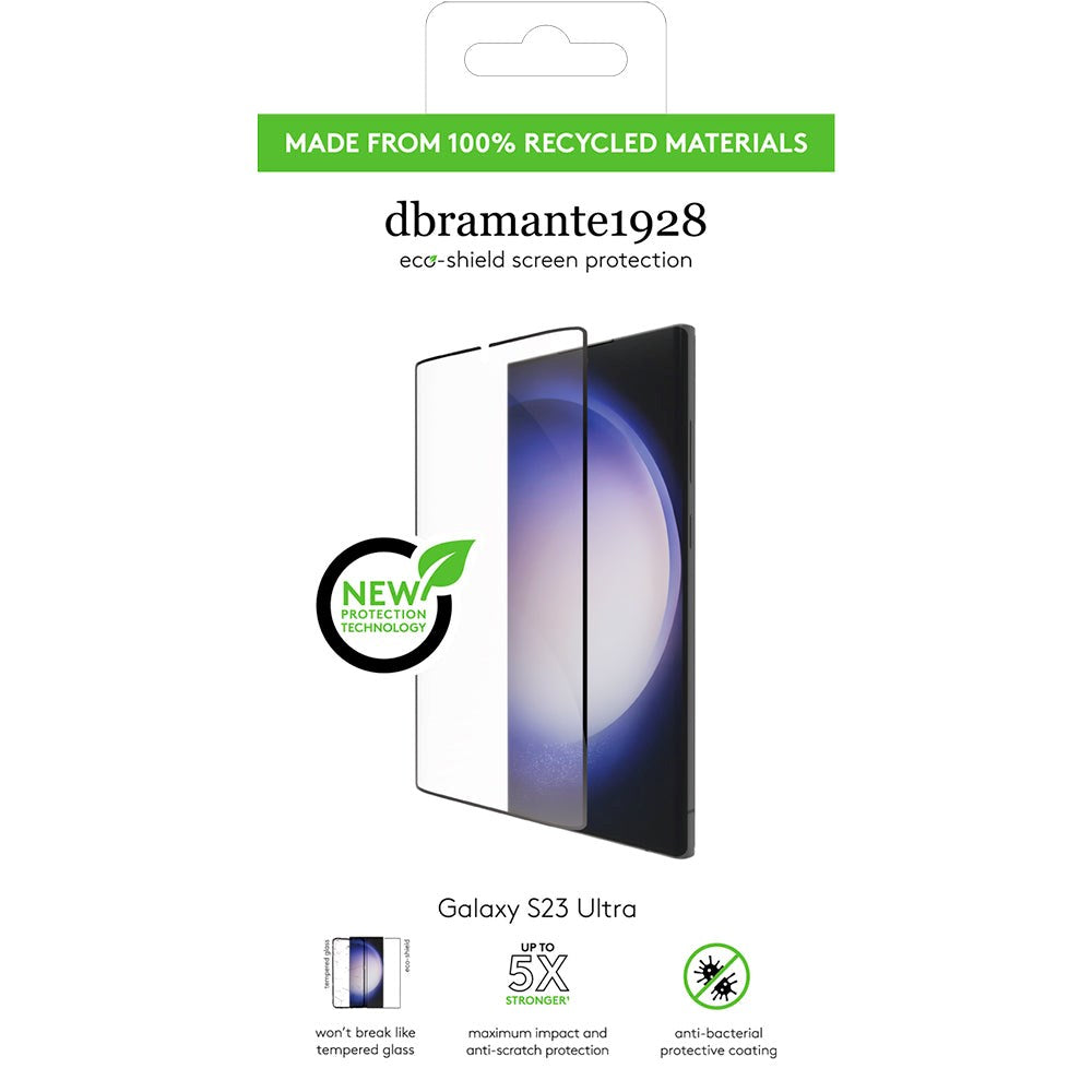 Samsung Galaxy S23 Ultra dbramante1928 Eco-Shield Skærmbeskyttelse m. Installationsramme - Sort Kant