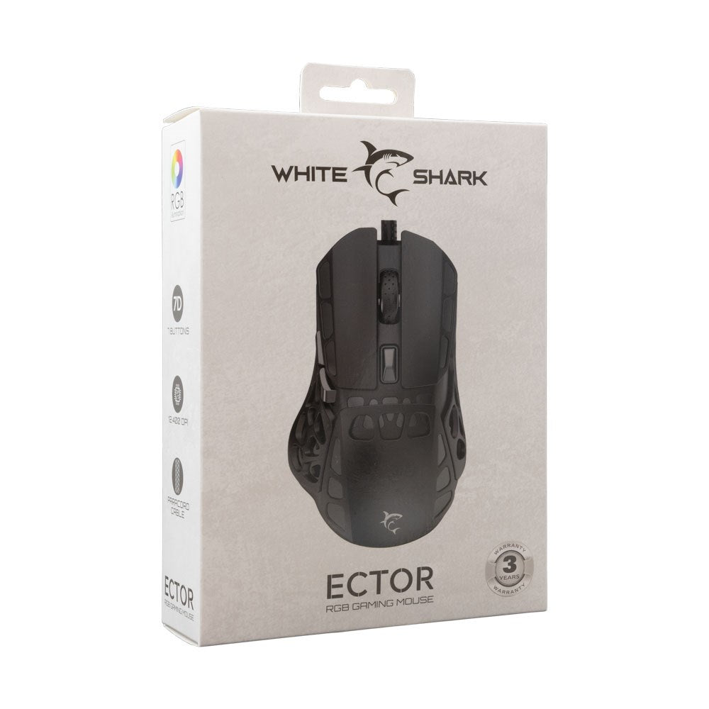 White Shark ECTOR 7D / 12400 DPI Gaming Mus - Sort