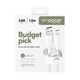 empower by PanzerGlass Racing 1.2m / 60W USB-A til USB-C Kabel - Silver White