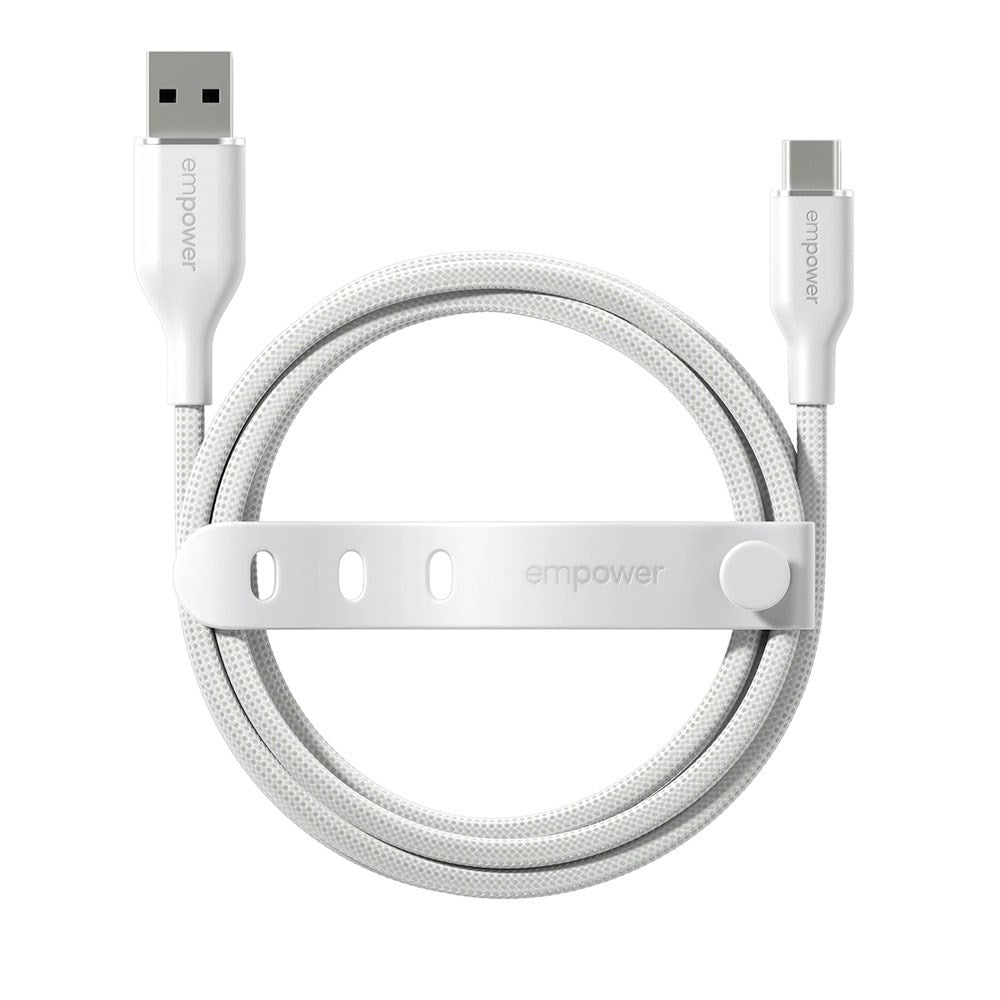empower by PanzerGlass Racing 1.2m / 60W USB-A til USB-C Kabel - Silver White