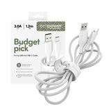 empower by PanzerGlass Racing 1.2m / 60W USB-A til USB-C Kabel - Silver White