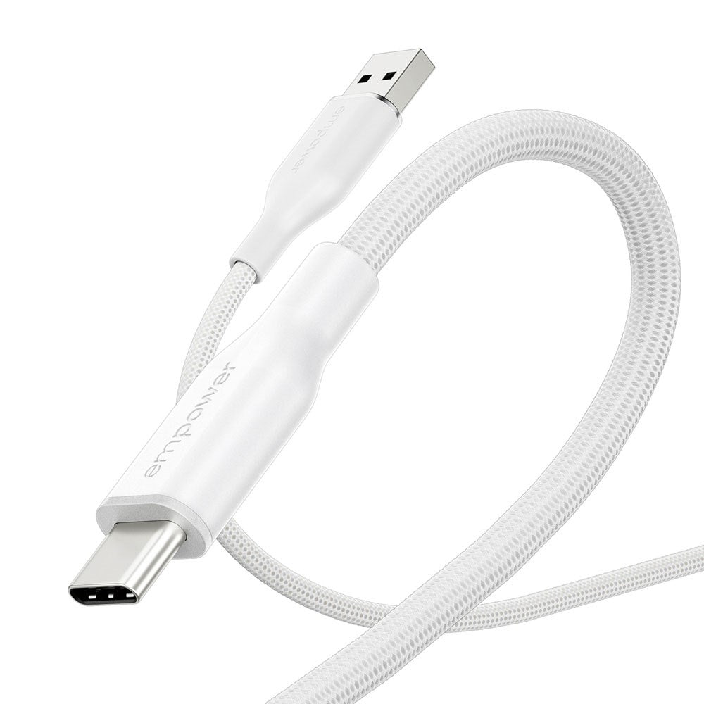 empower by PanzerGlass Racing 1.2m / 60W USB-A til USB-C Kabel - Silver White
