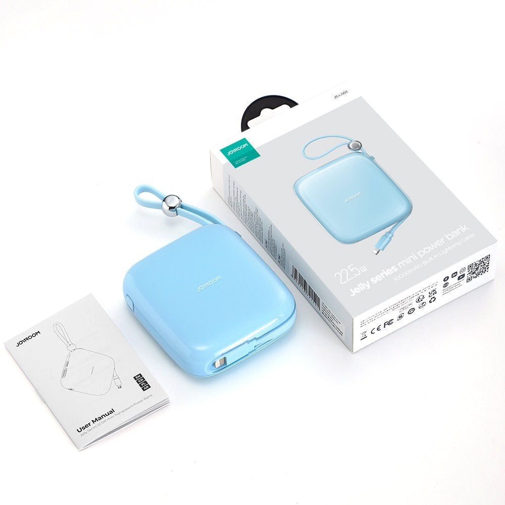 Joyroom Jelly Series JR-L003P Powerbank 22.5W - USB-C PD / USB-A m. Indbygget Lightning - 10.000 mAh - Blå