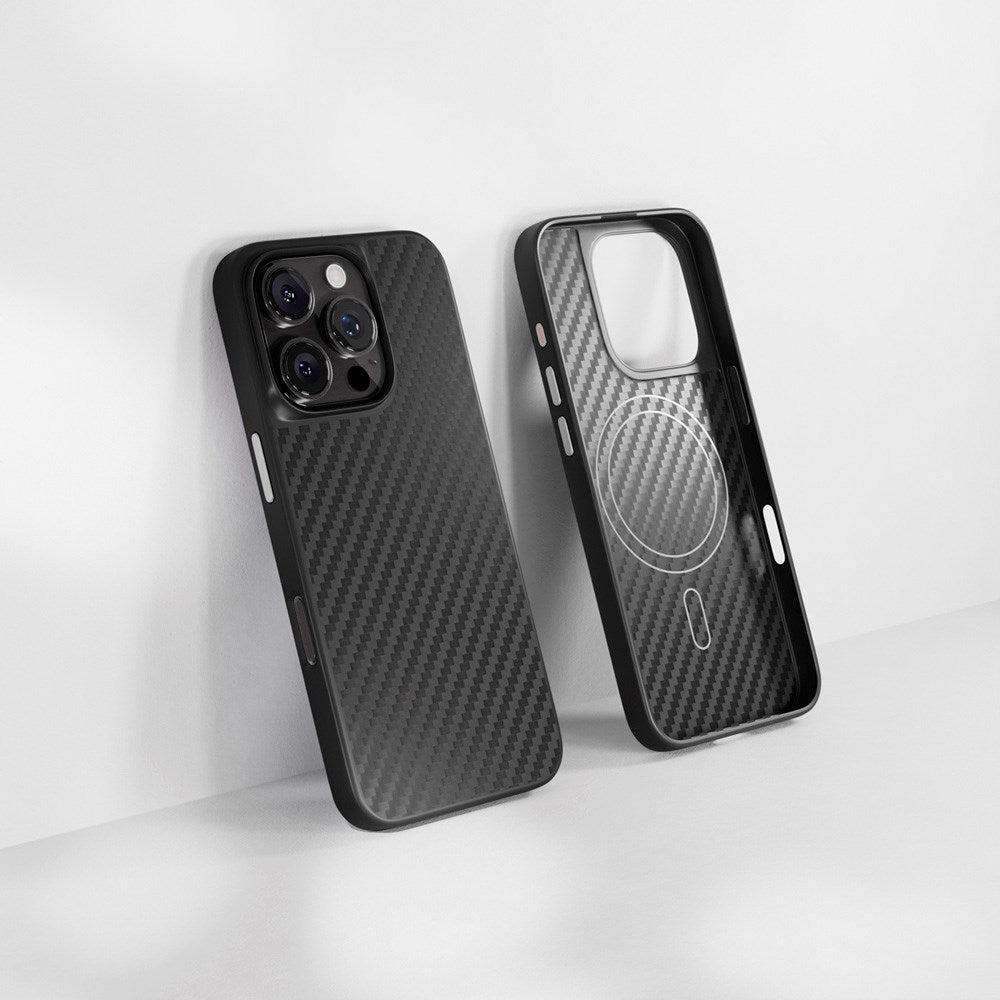 Epico iPhone 16 Pro Mag+ Hybrid Carbon Cover - MagSafe Kompatibel - Sort