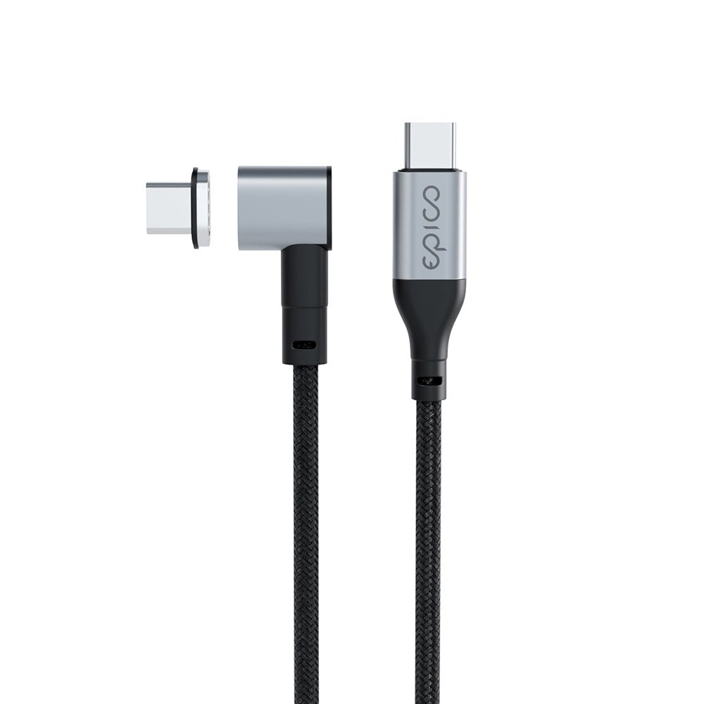 Epico Magnetisk Vinklet USB-C til USB-C Kabel 100W - 2m - Sort